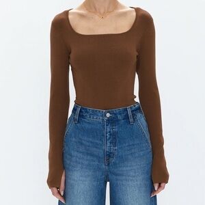 Pistola Jenny brown square neck long sleeve bodysuit